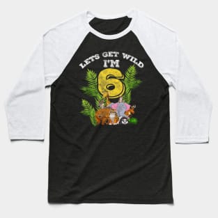 Kids 6 Year Old Zoo Birthday Shirt Safari Jungle Animal Baseball T-Shirt